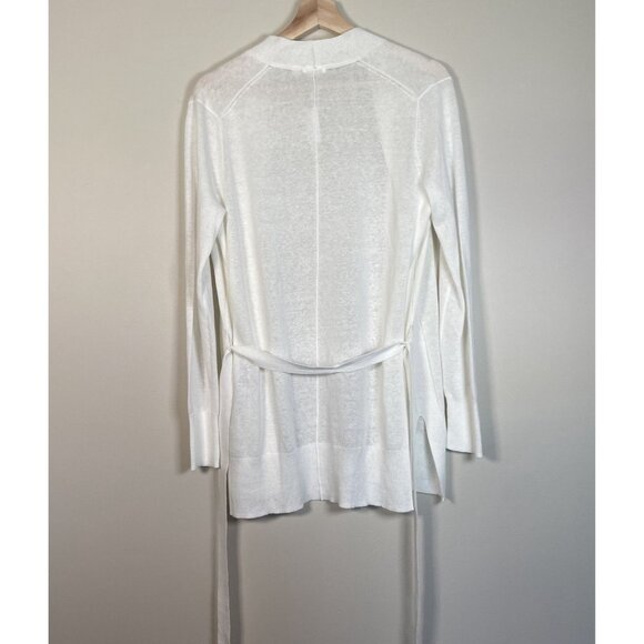 Gap Belted Open Cardigan Sweater Womens Size S White Lightweight Linen Blend NWT - Picture 7 of 10
